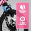 20 Inch Kids Mountain Bike, 7-Speed Boys Girls Bicycle with Front Suspension, Disc & V-Brake, Steel Frame Children\'s Bike for Ages 6-12